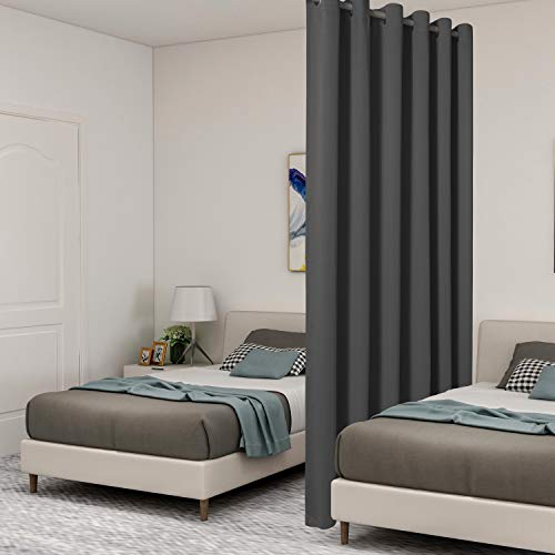 Lordtex Dark Grey Room Divider Curtains - Total Privacy Wall Room Divider Screens Sound Proof Wide Blackout Curtain For Living Room Bedroom Patio Sliding Door, 1 Panel, 8.3Ft Wide X 7Ft Tall #TOP6