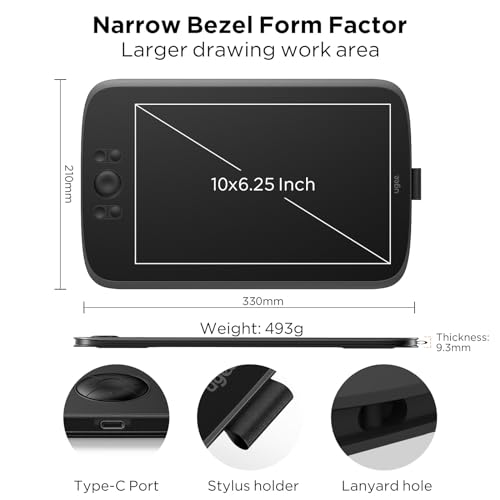 Image of UGEE M808 Graphic Tablet 10 x 6.25 Inches with 8 Shortcut Keys, New Generation Stylus with 8192 Levels, Drawing Tablet with USB-C Interface Compatible with Windows /Mac /Android