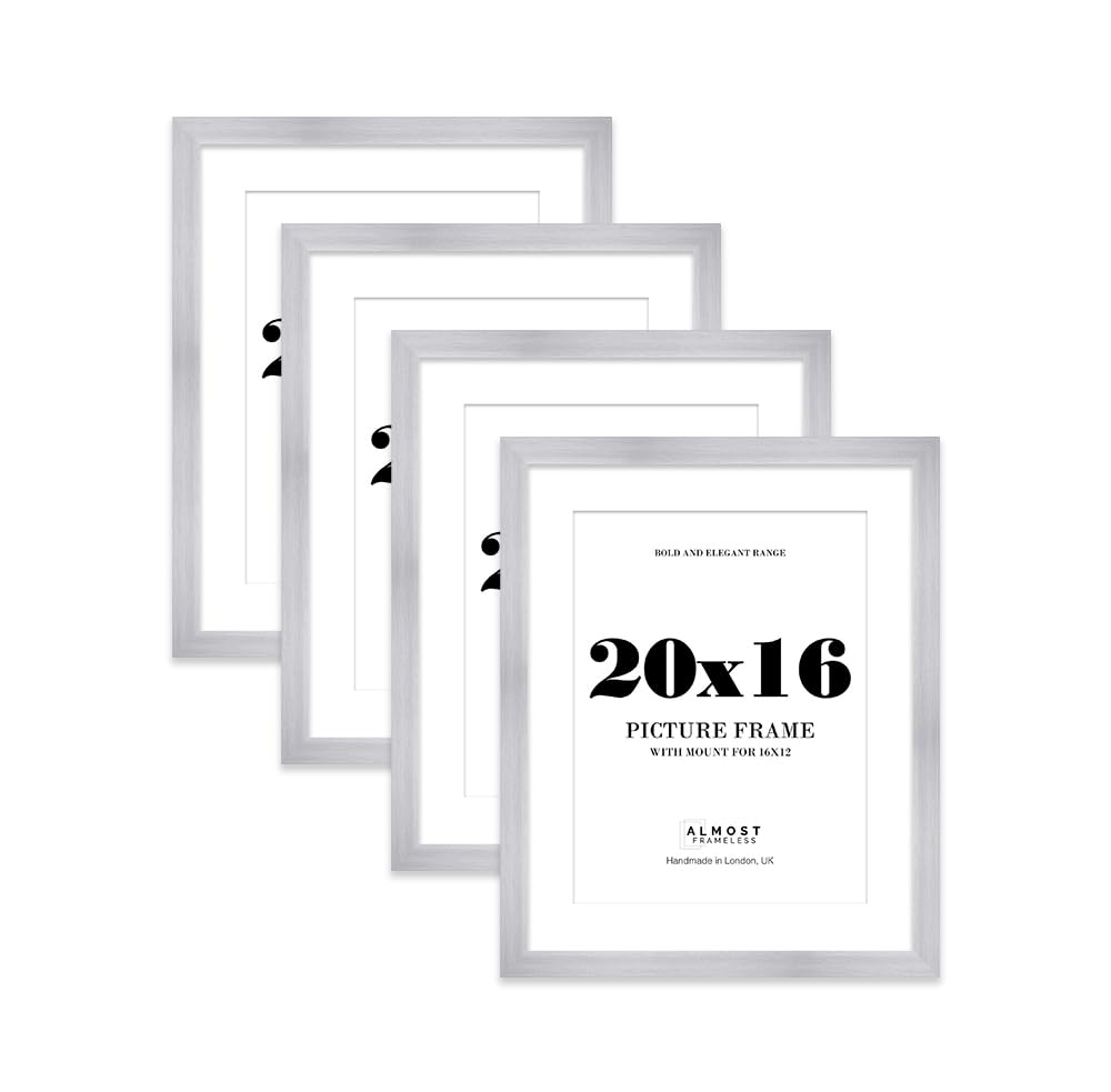 20x16" Silver Frame With Mount for 16x12" Pictures 28mm Edge Portrait and Landscape Display with Wall Hooks, 4 Pack โ image 1