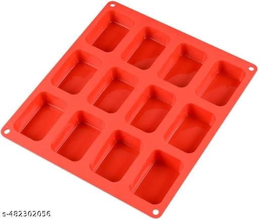 Image of 12-Cavity Petite Silicone Mold for Soap, Bread, Loaf, Muffin, Brownie, Cornbread, Cheesecake, Pudding, and More Random Color (12 Cavity-Rectangle)
