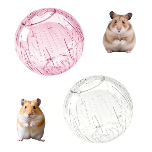 2 Pcs Hamster Balls for Syrian Hamsters Large Syrian Hamster Ball Large Hamsters Ball Dwarf Balls Small Animal Exercise Wheels Dwarf Mice Gerbils Washable(White and Pink)