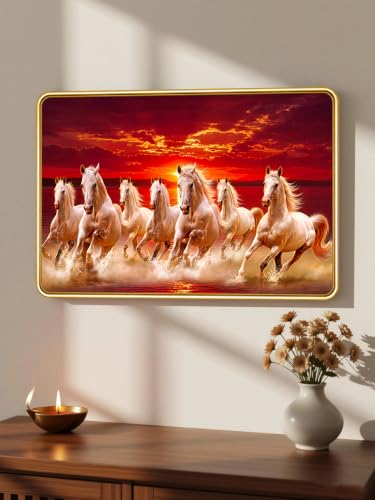 Image of 7 Running Horses Vastu Photo Frame, 16x24 Inch