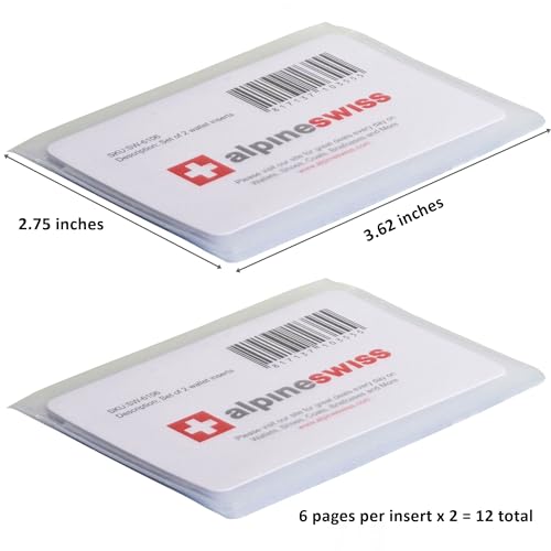 Alpine Swiss Set of 2 Plastic Wallet Inserts 6 Page Card Holder Picture Windows2