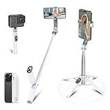 Smalife 自撮り棒 [2025新登場りミニ·四脚安定モデル] スマホスタンド じどり棒 i-phone android対応 スマホ 三脚 コンパクト 軽量 折りたたみ式 最大103cmまで 9段階伸縮 携帯 スタンド 4-7インチ多機種対応 カメラ gopro兼用 セルフィー/旅行/撮影/動画鑑賞/ライブ配信に最適(ホワイト)