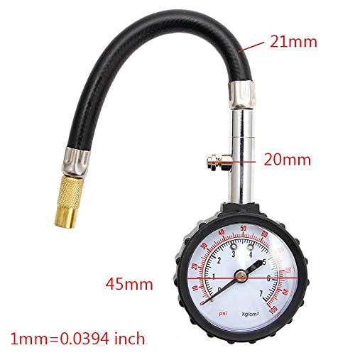 AGAATI Medidor de presión 0-100PSI Coche Camión Auto Motor Neumático Neumático Medidor de presión de Aire Medidor de dial Probador