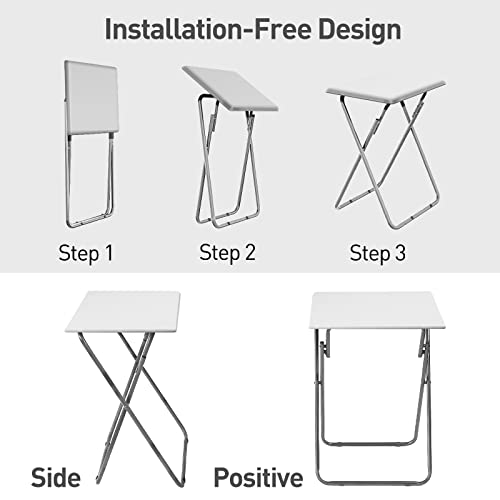 Image of Garden 4 you Portable Folding TV Tray Table TV Dinner Tray with Sturdy MDF,No Assembly Required, 25In(White,1PC)