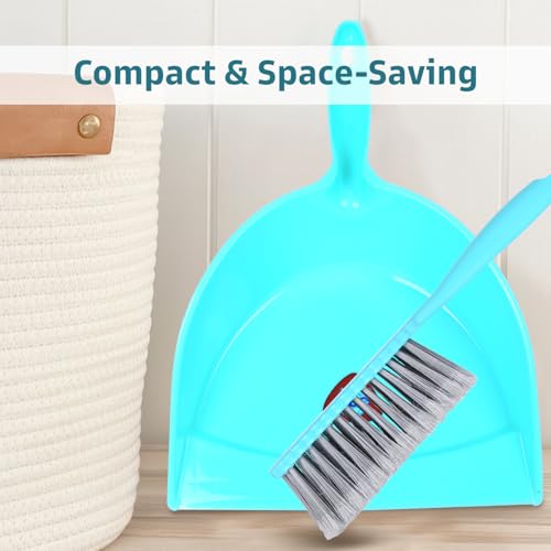 Image of Zureni Dustpan & Brush with Grip Handle Dusting Tray Multipurpose Cleaning Set Dust Collection Pan for Home Kitchen Office Household (Pack of 1, Aqua Green)
