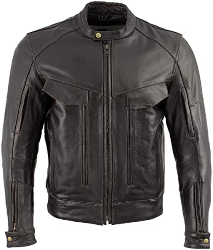 Xelement B7496 Men's 'Bandit' Retro Distressed Brown Leather Jacket with X-Armor Protection - Medium
