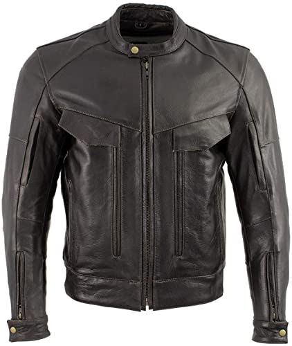 Xelement B7496 Men's 'Bandit' Retro Distressed Brown Leather Jacket With X-Armor Protection - Medium #TOP3