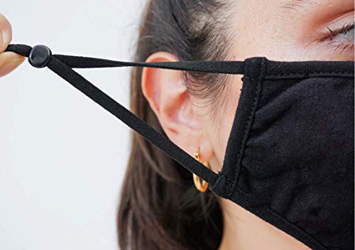 Simlu 6 Pack Premium Fabric Face Mask Reusable With Adjustable Elastic, 2 Layer,Cotton, Breathable, Nose Wire Black Cloth Face Mask Washable Fits Men Women And Kids Made In Usa #TOP3