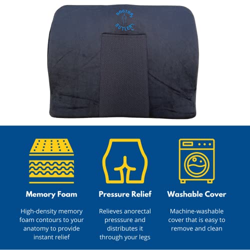 Doctor Butler's Orthopedic Memory Foam Cushion For Hemorrhoid Relief – Hemorrhoid Cushion For Pain Relief And Comfort With 2 Gel Inserts For Hot/Cold Therapy (1 Count) #TOP1