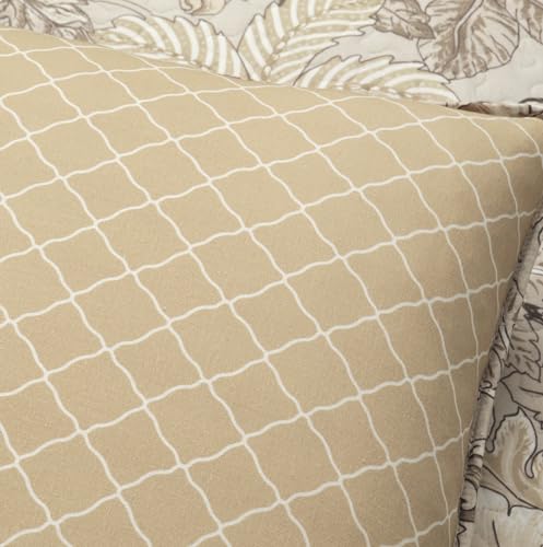 Image of Lush Decor Sydney Reversible Cotton Quilt, 3 Piece Set, King, Neutral - Cotton Bedding Set - Beige Floral Quilt - Cottage Decor - Bedding King Size