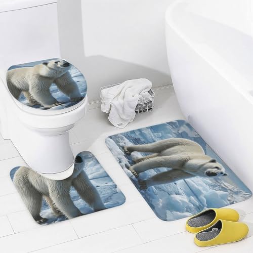 Rideau de douche imperméable Polar Bear Ice avec tapis de bain antidérapant - 4