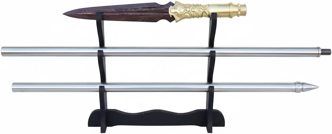 Tiger Spear - Handmade Chinese Martial Arts Decorative Spear, Non-Sharp Alloy Steel Tip, Wooden Rod, for Training & Display (76 inches)