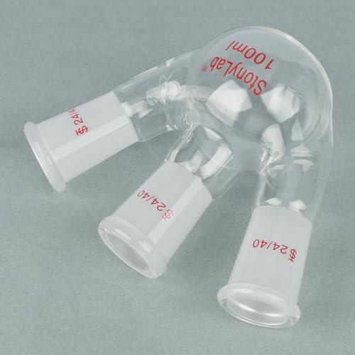 stonylab 3 Neck Flat Bottom Flask, High Borosilicate Glass, 24/40 Standard Taper Joint, Chemistry Laboratory Reaction Flask, 100 ml Capacity