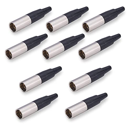 Image of MX 3 Pin XLR Microphone Connector pin Pure Copper Nickel Plated Pins1 for High Conductivity microphone (5 pin male Mini XLR connector, Pack of 10, Male Connector)