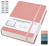 Gosirm Lined Notebook Journal Softcover, B5 Leather Notebook with Lined Paper 100gsm, Thick Journals for Women Men, Large College Ruled Notebooks for Writing, Work, 7.6'' X 10'' - 304 Pages Pink
