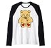 Corazón de oso de peluche tostado Camiseta Manga Raglan