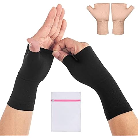 360 RELIEF Wrist and Thumb Support - for Arthritis | Joint Pain, Sprain, Sports, Hand Instability, Improve Circulation | for Men and Women | 1 Pair - 2 PCS, Small, Black with Mesh Laundry Bag Cover