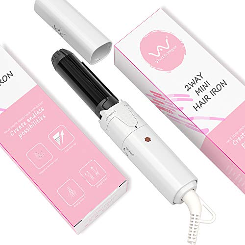 VAV 2 in 1 Ceramic Hair Curler and Straightener，Curling Iron Flat Iron Dual Voltage Mini Travel Size
