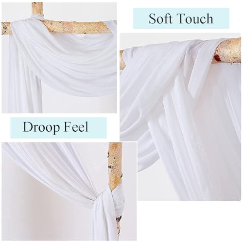 Rideau en Tulle Blanc Lot de 2 Voilage 70x560 cm pour Décoration d'Arche de Mariage