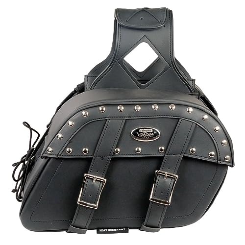 Image of Milwaukee Leather Studded Throw-Over Motorcycle Saddlebags - Synthetic Leather - Universal Fit - Zip-Off - Medium