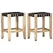 vidaXL 2X Madera Mango Taburetes de Cocina Casa Pub Bistró Restaurante Mostrador Asiento Reposapiés Silla Alta de Bar Moderno Cuero Negro 46x36x60cm