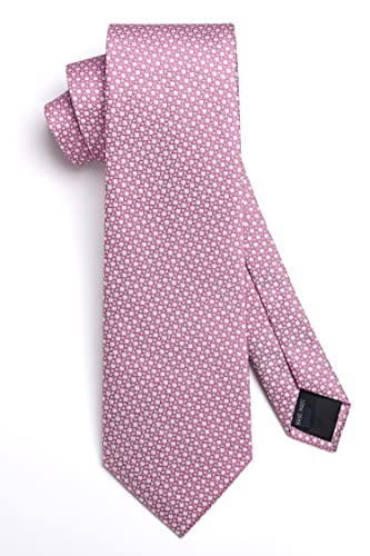 Image of HISDERN Polka Dot Ties for Men Classic Silk Ties and Pocket Square Formal Business Necktie Handkerchief Wedding Party