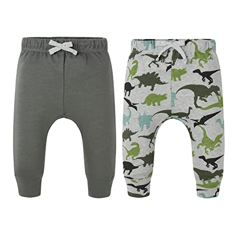Image of AIUI-HARNSBORN Baby 2 Pack Baby boy Pants and Leggings, Infant Boys Girls Tapered Ankle Jogger Pants(Newborn, Dino)