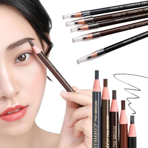 Lapiz de Cejas,Waterproof Lapiz de Cejas con Tira Hilos,Sacapuntas Lápiz de Cejas,Maquillaje de Salón Impermeable Microblading,Juego de Lápices de Cejas,para Maquillaje Natural de Cejas