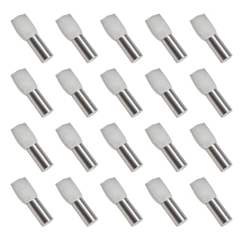 Zeeorymn 20Pcs Taquet Etagere,Support d'Étagère Étagère Broches Cheville Etagere Supports de Plaque en Métal Nickelé pour Armoire, Bureau et Étagère- 5mm*19mm