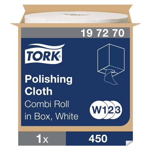 Chiffon de nettoyage Tork blanc en rouleau de 450 formats haute résistance pour lustrage