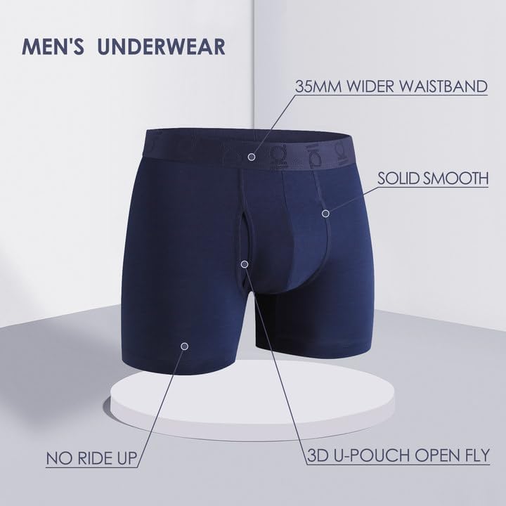 Men's Underwear Boxer Briefs 2 Pack, Soft Comfortable Cotton Underwear with ComfortFlex Waistband, Tag-Free, 3” - Image 5