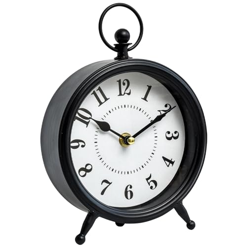 Reloj de mesa negro vintage estable que no raya los muebles de madera 8