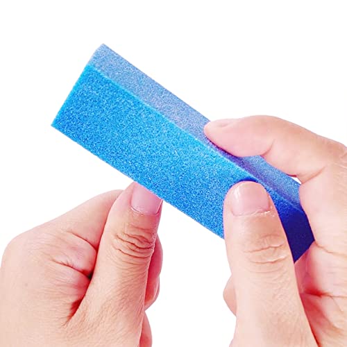 10 Pcs Nail Buffer Block for Acrylic and Natural Nails, 4 Sided Sanding Buffers for Gel Nails Fingernail Shine Buffing Filer Set, Professional Manicure Polisher Buffer Bulk Medium Grit (Blue)