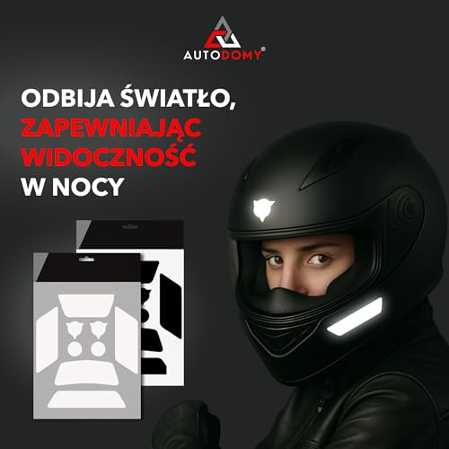 Autodomy Naklejki Odbijające na Kask Motocyklowy Zestaw 9 Sztuk | Winylowe Naklejki na Kaski Motocyklowe | Odporne na Deszcz i Słońce Naklejki o Wyścigowym Designie (Biało-Srebrne)