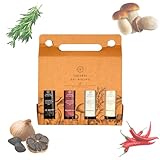 Estuche Sabores del Molino de Aceite de Oliva Virgen Extra Ecológico - Pack de Aceite de Oliva Virgen Extra con Boletus, Ajo Negro, Guindilla y Romero, Regalo Gourmet, Aceite Artesanal y Sostenible