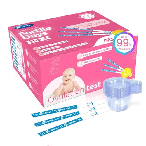 Image of HEAL-CHECK 40 Count Ovulation Test Strips with Cups, Bulk Ovulation Test Strips for Women, Ovulation Predictor Kit, Accurate Fertility Tests for Home, Individually Wrapped 5mm LH