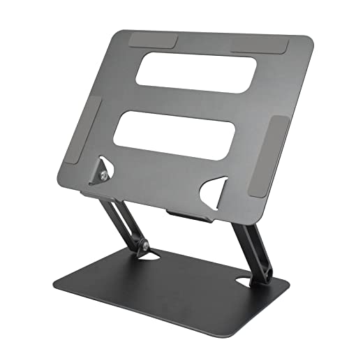 Weishuo Soporte para Computadora Portátil Ajustable en Altura Soporte para Tableta de Aluminio Ventilada Soporte de Mesa Portatil Compatible con MacBook, Lenovo, iPad de 11 a 18 Pulgadas (Gris Cover