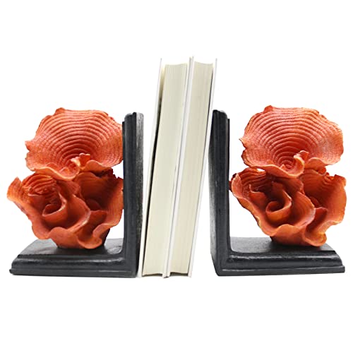 Lukitas Coral Decorative Bookends, Heavy Duty Nonskid Book Stoppers, Coral Statues Creative Ornaments For Living Room Office Home Decor, Resin, 1Pair/2Piece (Flowers) - Random #TOP6