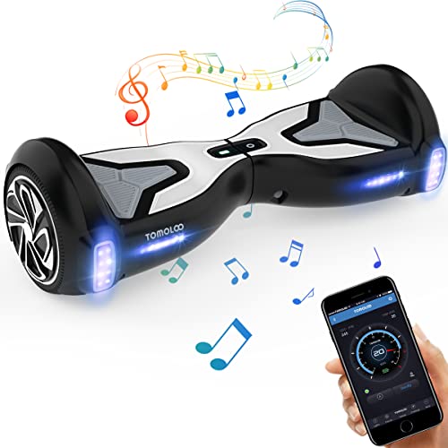 TOMOLOO Hoverboard with Bluetooth and RGB Lights, 6.5 Inch Two Wheels Smart APP Hover Board with UL2272 Certified, Best Hoover Board for Adults and Kids (Black & Gray)
