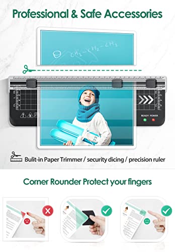 A4 Laminator, 9 Inches Laminator Machine Built In Paper Trimmer With 30Pcs Thermal Laminating Pouches Sheets, Corner Rounder, 70S Fast Warm-Up, Portable Personal Laminator For Home/Office/School #TOP2