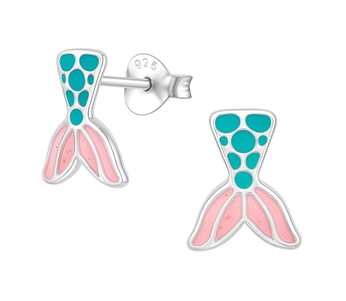 Mermaid 925 Sterling Silver Tiny Stud Earrings, Ocean Theme Piercing Jewelry Gift