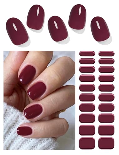 Wahrshei Vernis Autocollant UV | Red Cherry Autocollant Ongle Gel UV | 20pcs Film pour Ongles Autoadhésif | Gel Nail Stickers, Autocollants et Pochoirs Pour Nail Art