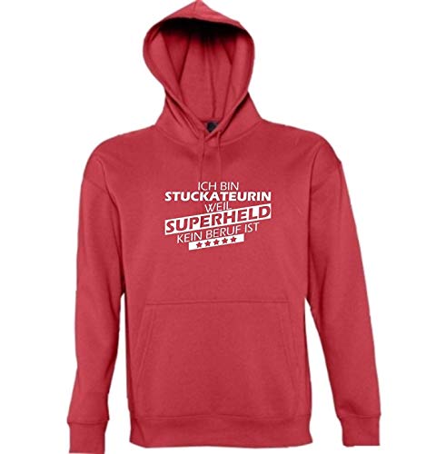 Sweat à capuche Stuckateurin rouge coton XS vêtement de travail femme