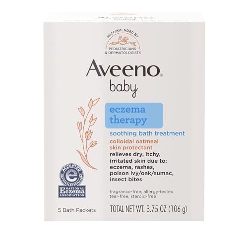 Aveeno Baby Eczema Therapy Soothing Bath Treatment for Relief of Dry, Itchy and Irritated Skin, Made with Soothing Natural Colloidal Oatmeal, 5 ct. ( Pack of 6)