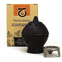 PALOSANTO - Palo Santo Incense Holder - Black - Incense Burner in Terracotta - Suitable for Cones, Grains, Powder, Resins, Herbs and Charcoals - Handmade in Ecuador