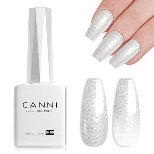 Image of CANNI 9ml Pearl Glitter White Gel Nail Polish High Gloss UV LED SoakOff Gel