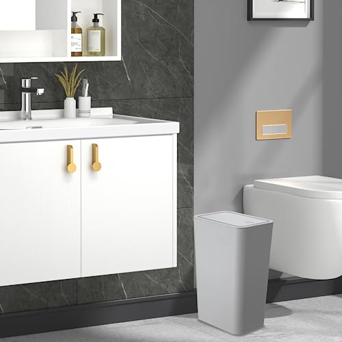 Shpmxupw 3 Pack Bathroom Small Trash Can With Lid,10L / 2.6 Gallon Slim Garbage Bin Wastebasket With Pop-Up Lid For Bedroom, Office, Kitchen, Craft Room, Fits Under Desk/Cabinet/Sink/Grey #TOP6