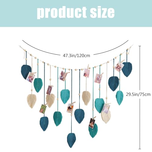 Calenxy Makramee Wandteppich Blau mit LED 120x75cm – Bild 6